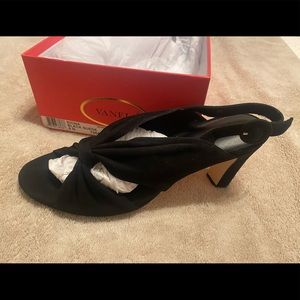 Vaneli Sandals, Size 8N (AA), Black Suede,